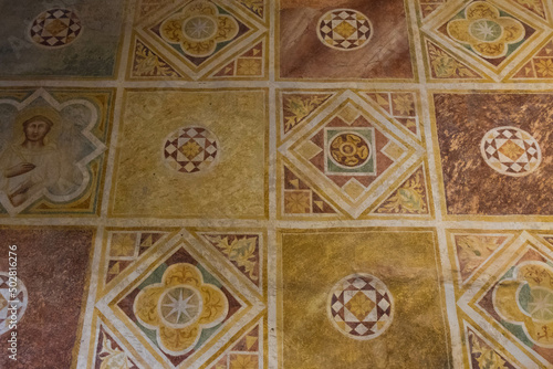 Floor art in the romanesque Pomposa Abbey., an abbey with a rich and long history. photo