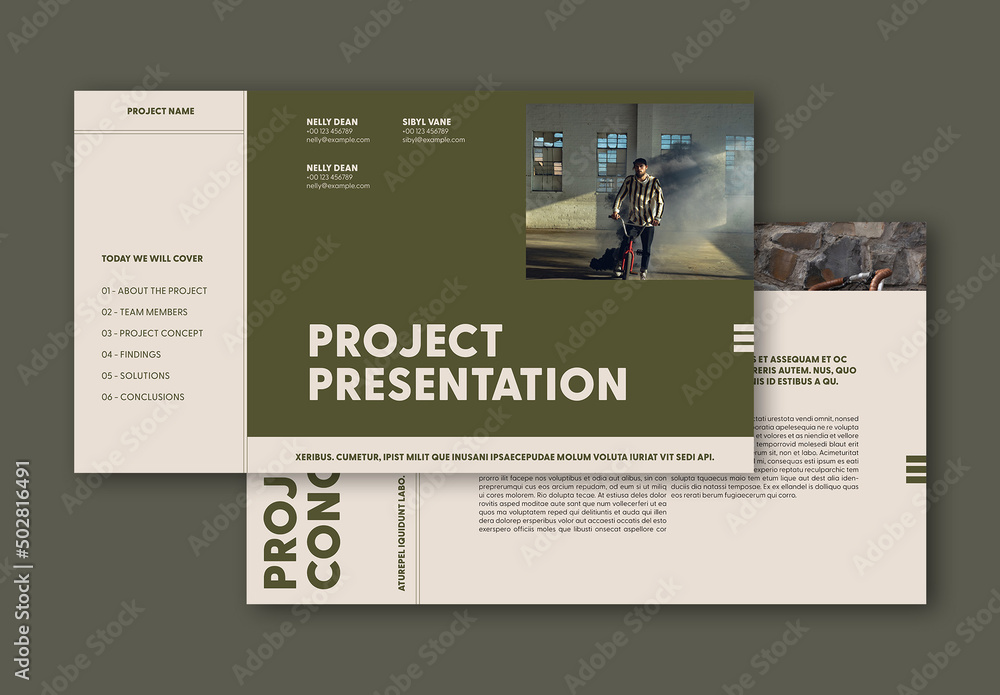 Pitch Deck with Green Accents Stock Template | Adobe Stock