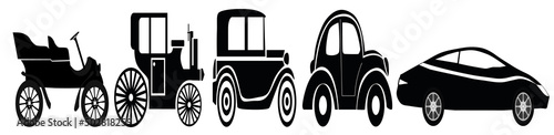 Evolution of car silhouettes in black and white