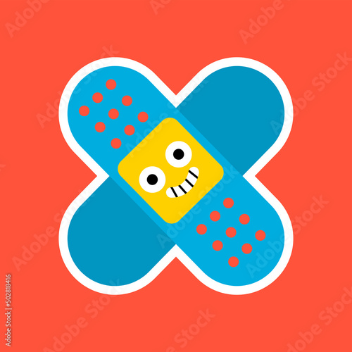 cute wound bandage character vector