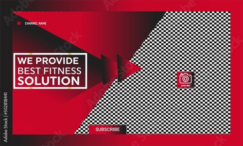 Gym fitness you tube thumbnail template design and video thumbnail template, Video cover photo template for social media