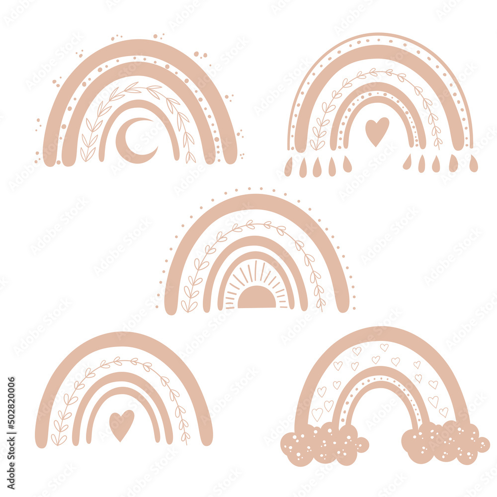 Organic Rainbow Clip Art. Boho elements. Organic Rainbow Clip Art. Boho elements.