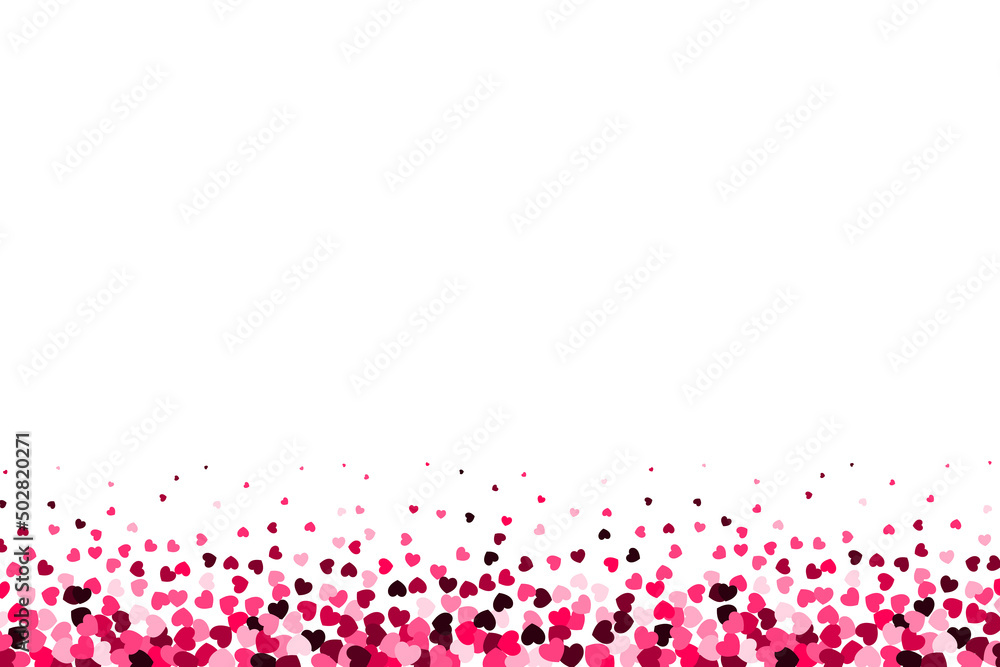 Pink confetti heart border. Background for Mother's Day