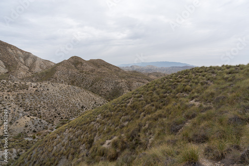arid landscape of the desert of Tabernas in Almeria  Spain 