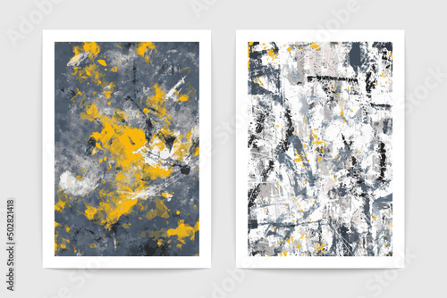 Abstract minimalist art posters. Geometry hand drawn chaotic painted graphic print  contemporary wall decor. Vector set