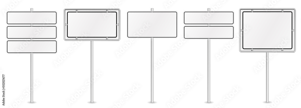 vector illustration of white road sign set isolated on white background vector illustration of white road sign set isolated on white background