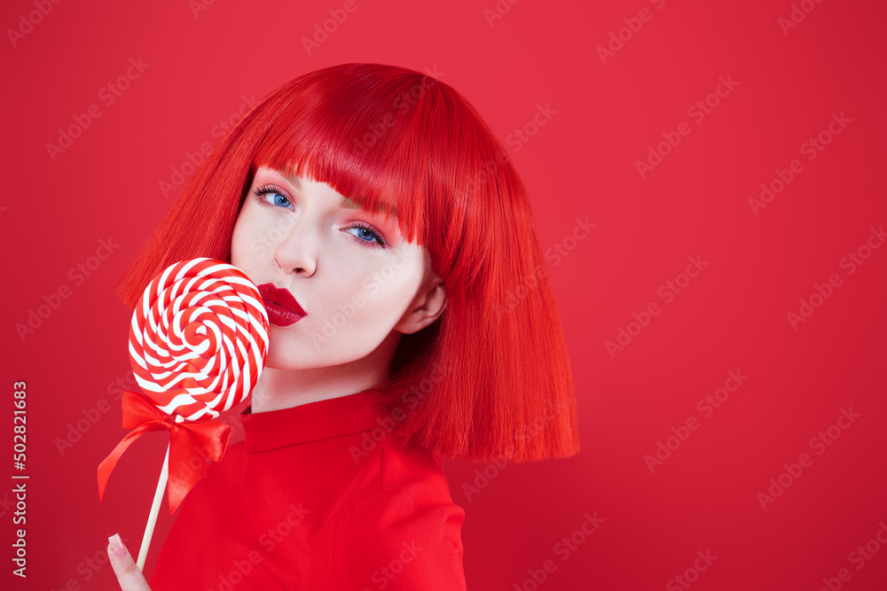adorable girl with lollipop