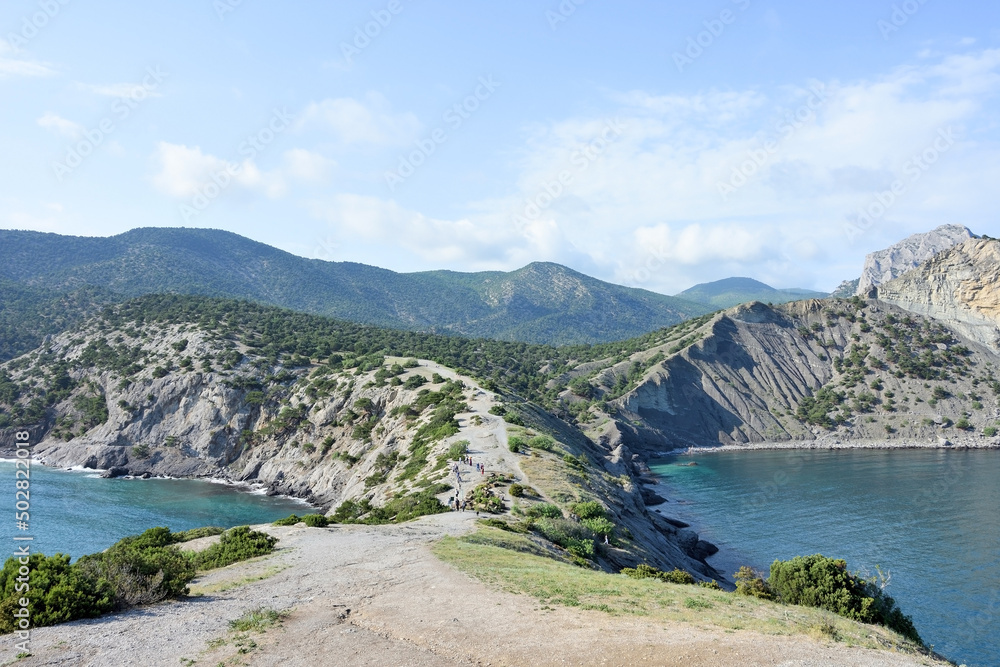 Cape Kapchik in the Black Sea near the village of Novy Svet sunny summer day, Crimea, Russia