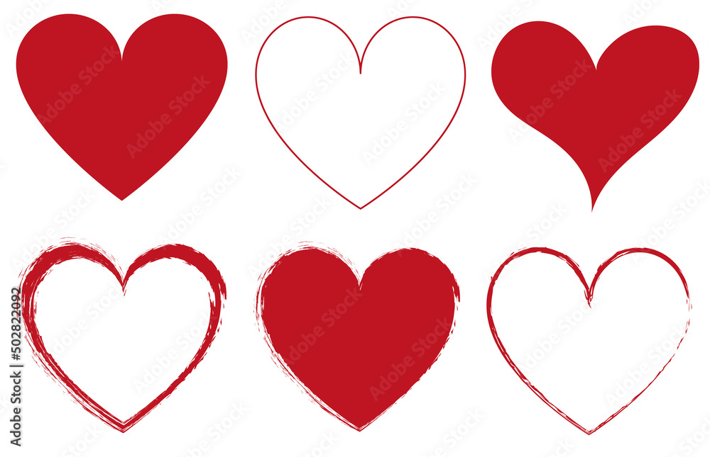 set of red hearts icons - vector illustrations set of red hearts icons - vector illustrations