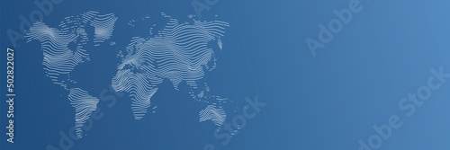vector illustartion of striped world map on blue background