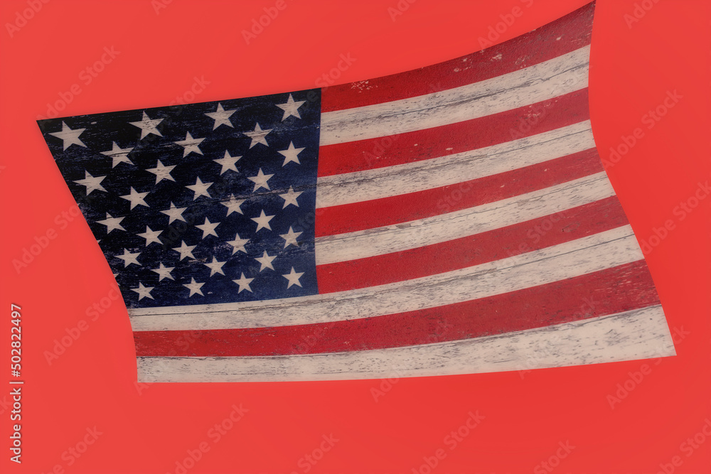 Obraz premium Postcard for the holiday of USA Independence Day. American flag on a bright red background