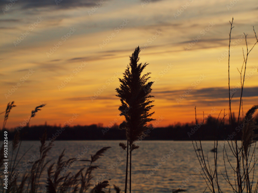 sunset over the lake