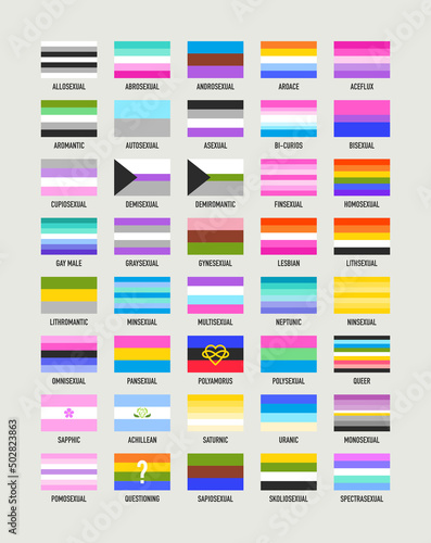 Collection of sexual identity flags. Pride flags photo