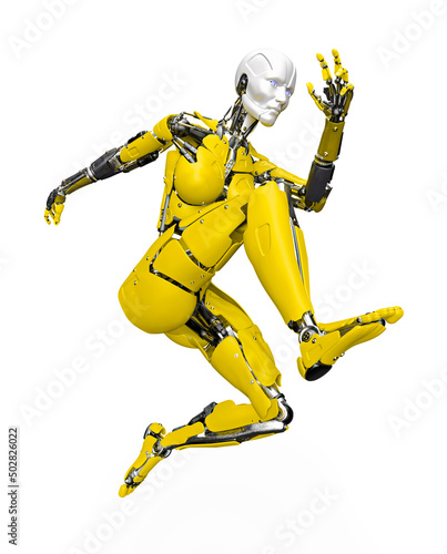 amazing robot is jumping in action © DM7