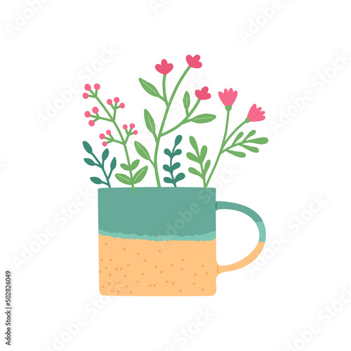 Flower in beautiful cup  flat design vector