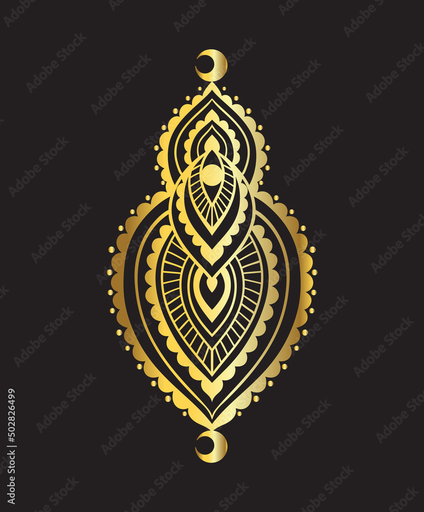 Moon Gold Mystical Gold. Mandala Lotus logo. Vector Illustration. Mandala Moon Gold Mystical Gold. Mandala Lotus logo. Vector Illustration. Mandala