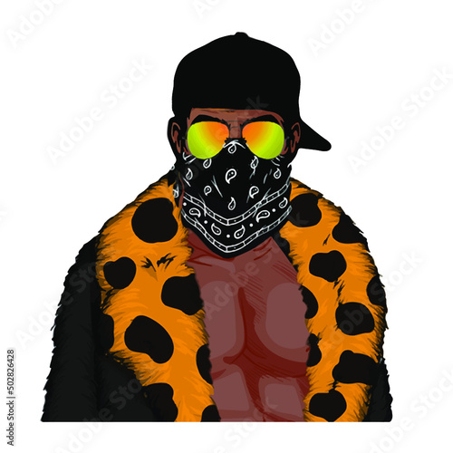 Illustration of Gangster with Bandana and Coat