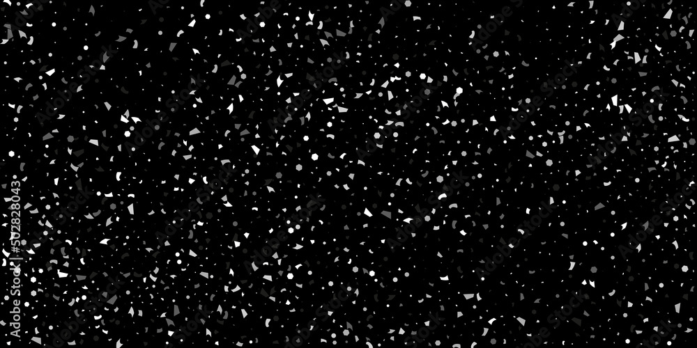 Silver confetti point on a black background. Luxury festive background. Silver grainy abstract texture overflows against a black background. Element of design. Vector illustration, EPS 10. Silver confetti point on a black background. Luxury festive background. Silver grainy abstract texture overflows against a black background. Element of design. Vector illustration, EPS 10.