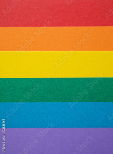 Gay Pride Concept. Pride Month. LGBT Flag handmade. Gay Symbol. Color Paper Rainbow. Freedom of Choice. Personal Position