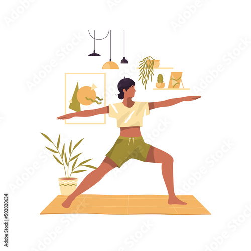 Yoga warrior pose or vrksasana, vector clipart