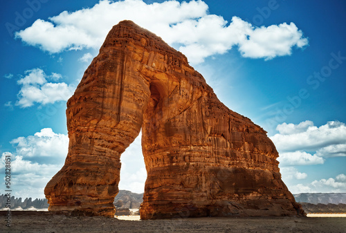 Famous Elephant rock in Al-Ula, Saudi Arabia. photo