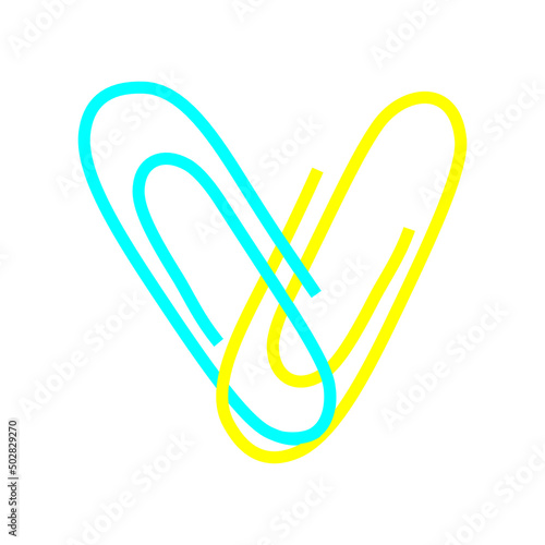 paper clip isolated on white ukraine flag