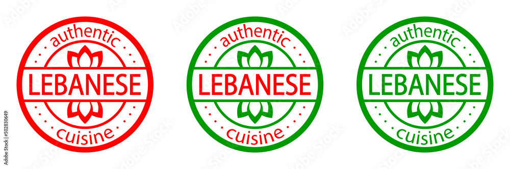 Lebanese authentic cuisine stamp. Set of Lebanese food labels. Best in town. Lebanon