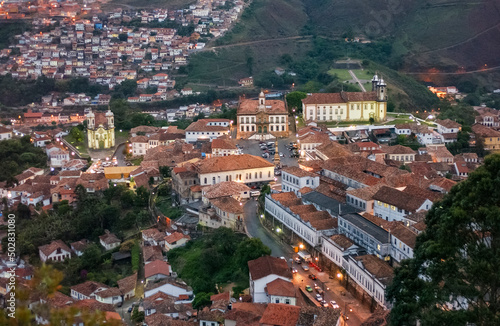 Ouro Preto, Minas Gerais, Brazil on October 16, 2004. Partial view of the city with historic buildings.