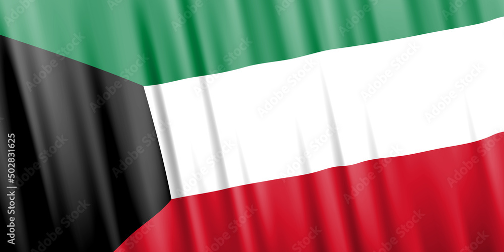 Fototapeta premium Wavy vector flag of Kuwait