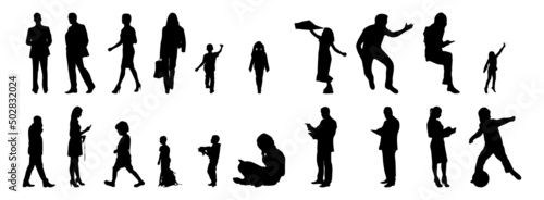 Foto Vector silhouettes, Outline silhouettes of people, Contour drawing, people silho