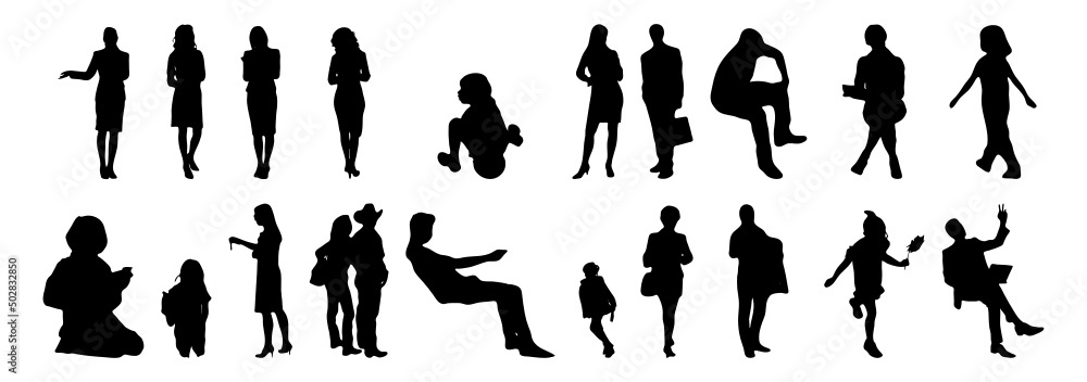 Vector silhouettes, Outline silhouettes of people, Contour drawing ...