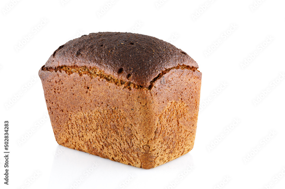 Loaf of black bread isolated on white. Close-up. Full depth of field. Loaf of black bread isolated on white. Close-up. Full depth of field.