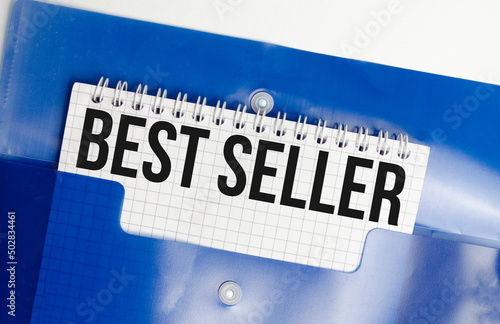 Best seller text written on notepad on the table