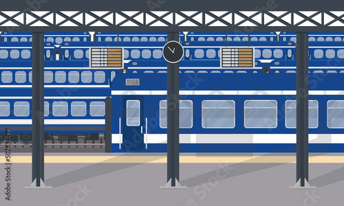 a lot of passenger trains at the big railway station station