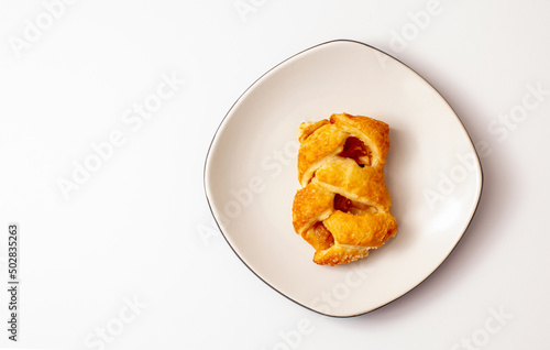 Apple braided strudel with copy space