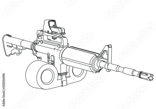 Assault rifle vector isolated on white background - Assault rifle weapon. game vector illustration isolated on white background