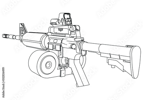 Assault rifle isolated on white background. Vector illustration of an assault rifle.