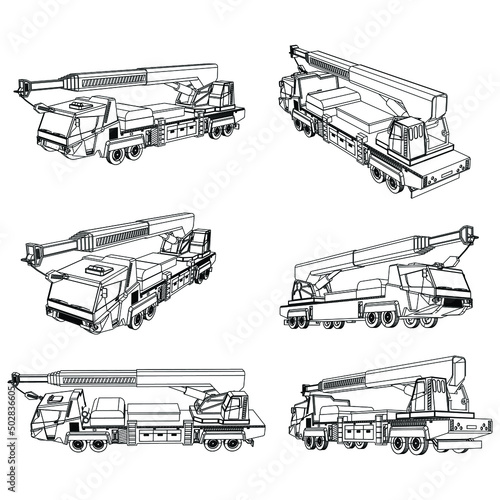 Vector crane truck template isolated on white background.