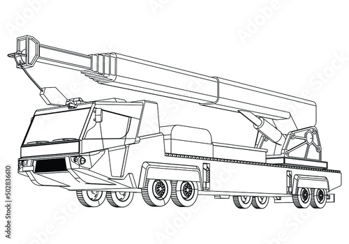 Vector crane truck template isolated on white background.