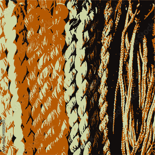 texture in the form of stylized braids, weaving from ropes