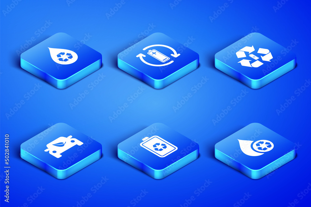 Set Recycle clean aqua, Battery with recycle, Eco car drive leaf, and icon. Vector Set Recycle clean aqua, Battery with recycle, Eco car drive leaf, and icon. Vector