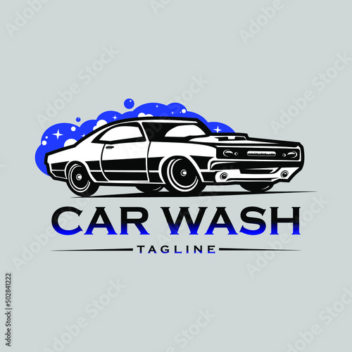 Flat car wash logo background. Best logo