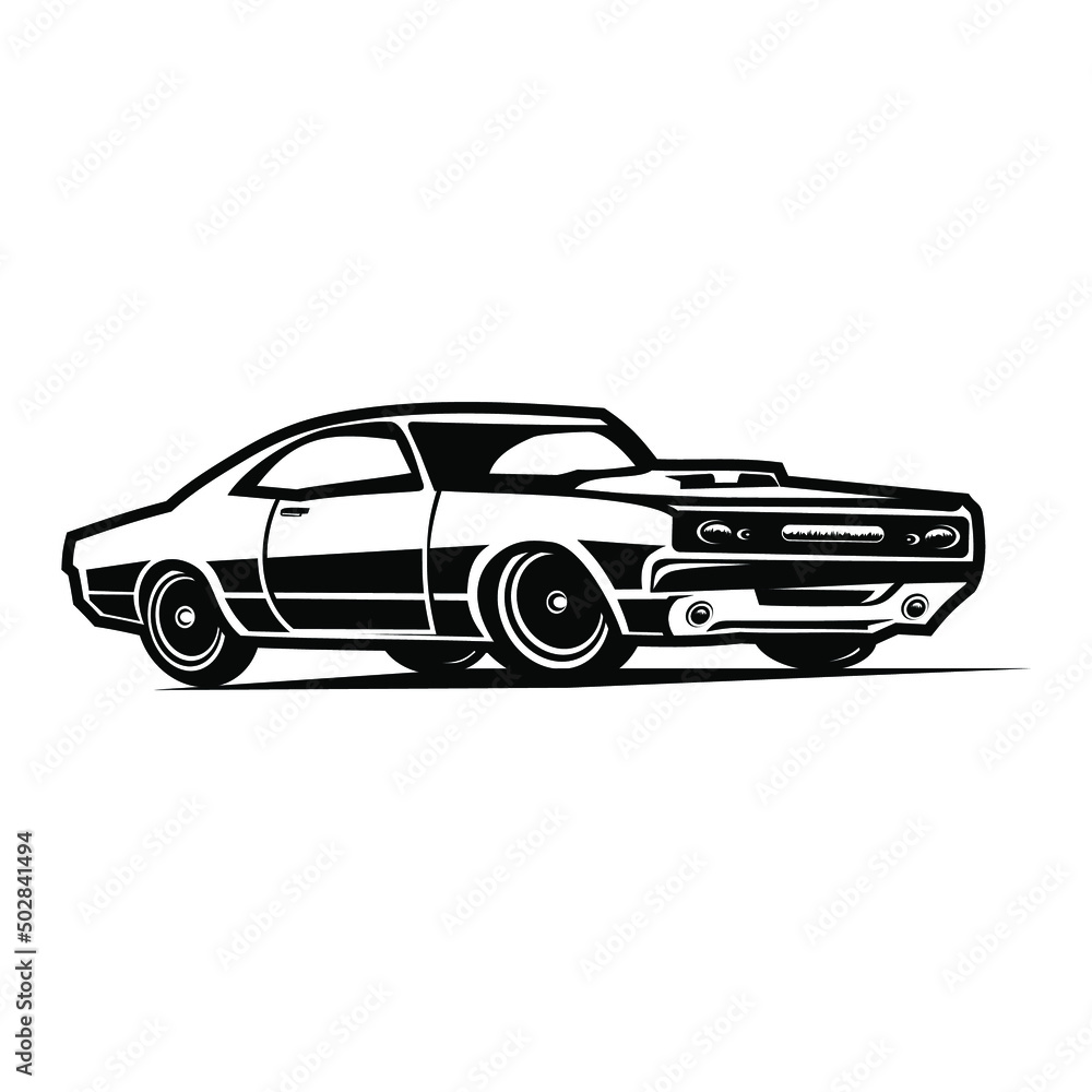 vector black and white mucle car. best vector
