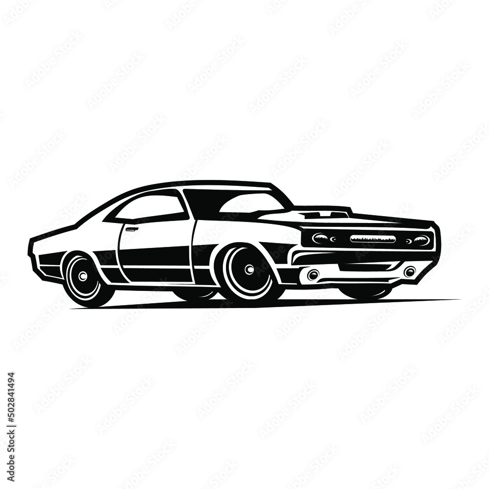Naklejka premium vector black and white mucle car. best vector