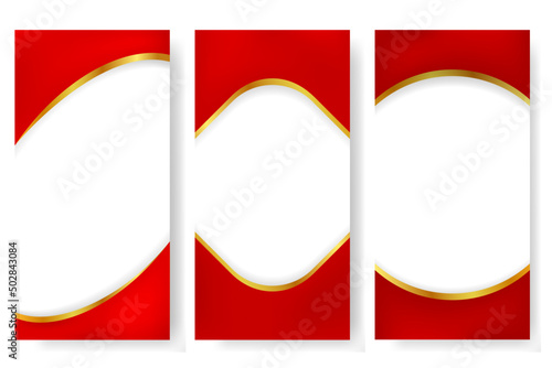 Vector 3 Variant vertical Template triangle Gold, Red at White Banner for indonesia independence day celebration, with text placement area
