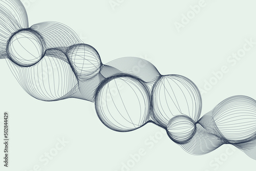 Technology and futuristic wallpaper. Dynamic bubble wireframe wave vector background