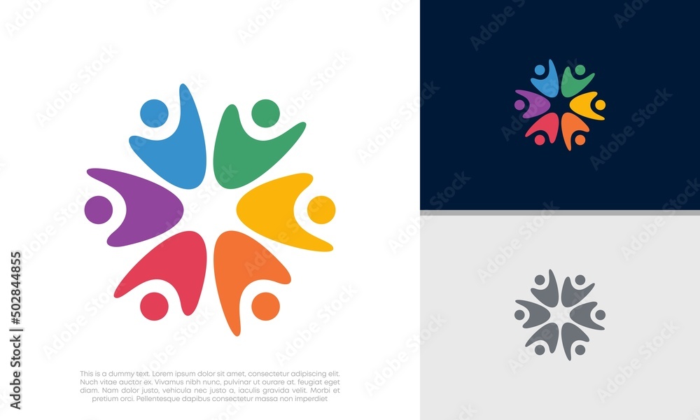Obraz premium Global Community Logo Icon Elements Template. Community human Logo template vector. Community health care. Abstract Community logo