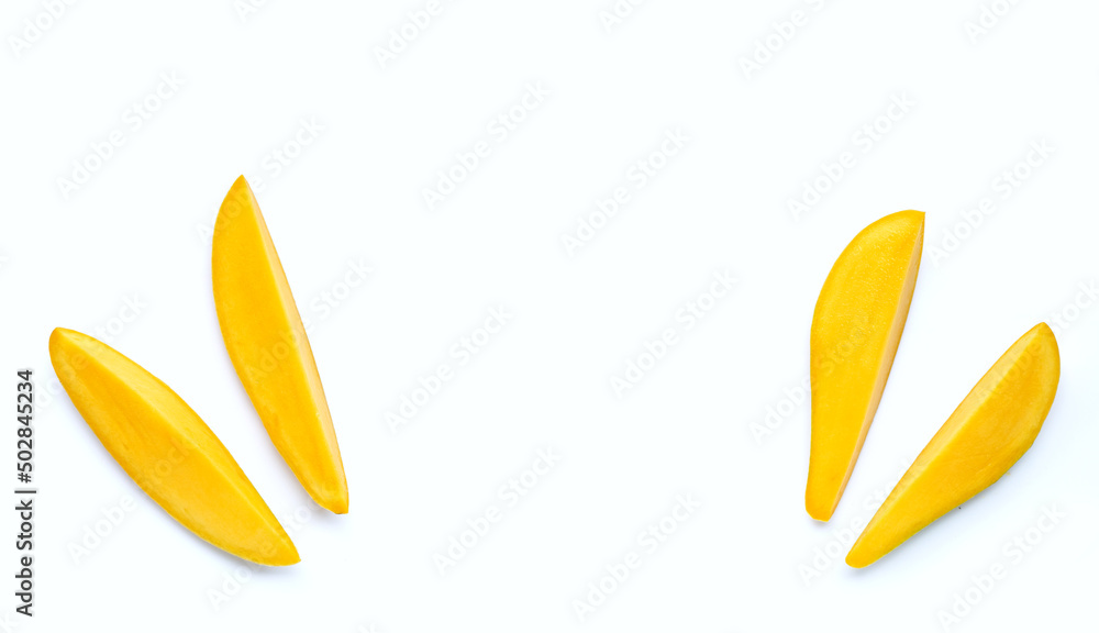 Mango on white background. Top view Mango on white background. Top view