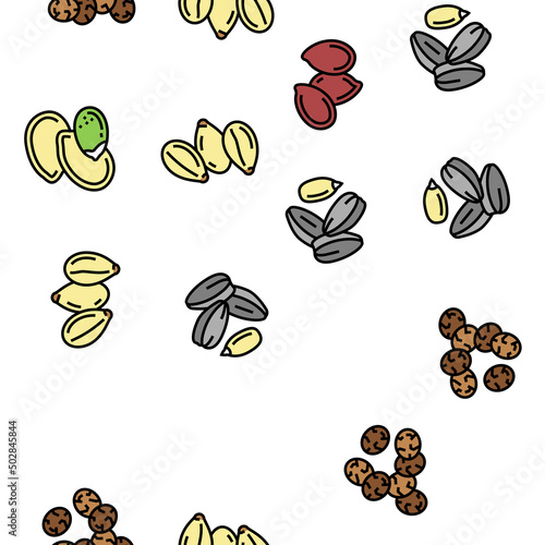 Seed Plant Agriculture Culture Vector Seamless Pattern Thin Line Illustration