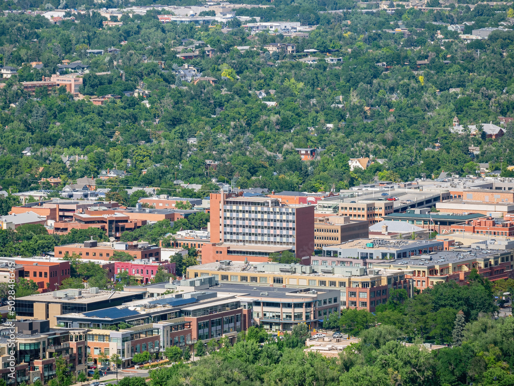 Naklejka premium Aerial view of the University of Colorado Boulder